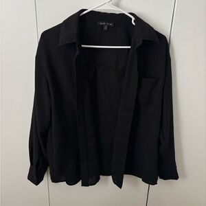 Black linen button up shirt